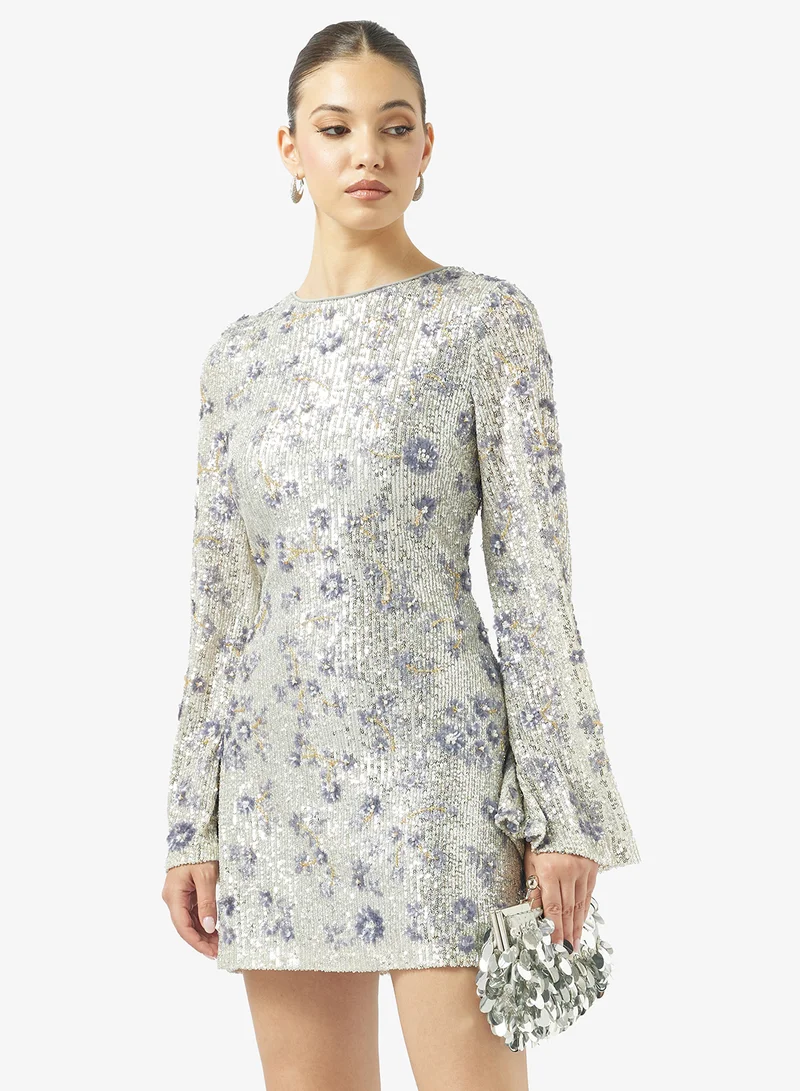 Just Me  Printed Flared Sleeve Dress for Women | Best Price UAE